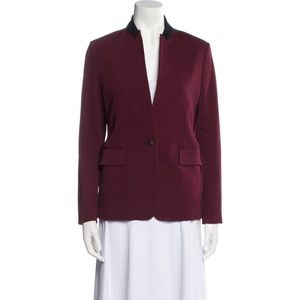 Rag & Bone Burgundy Red Cotton Black Pointed Collar Blazer